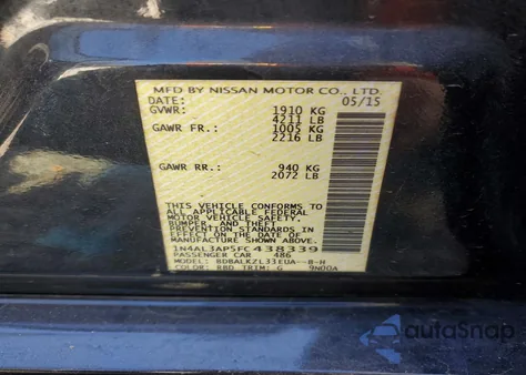 2015 Nissan Altima 2.5 z USA, uszkodzony, nr VIN 1N4AL3AP5FC438339